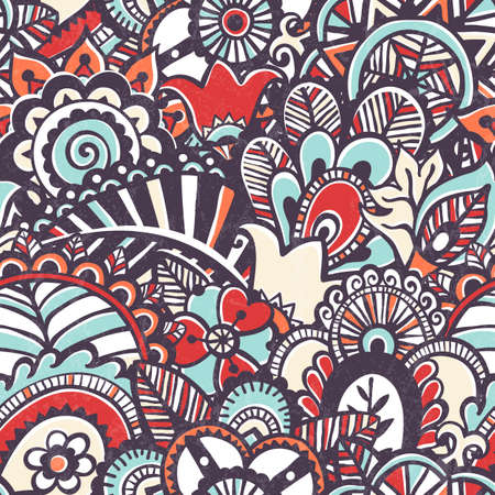 Doodle seamless print. Floral background. の写真素材