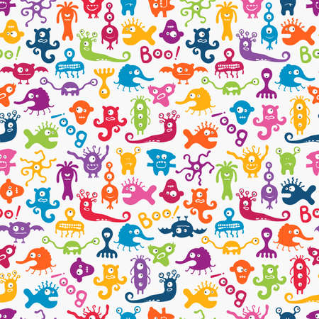 Seamless pattern with cute baby monsters. のイラスト素材