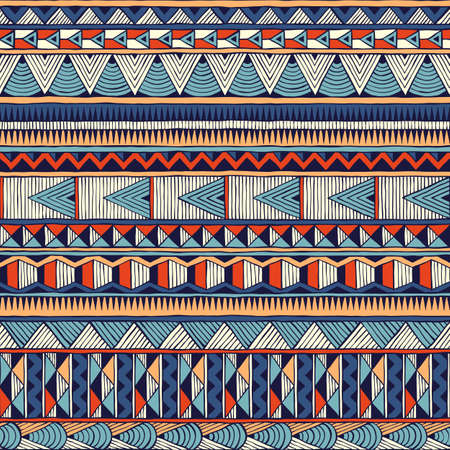 Tribal vector pattern. Seamless hand-drawn background. EPS 10.