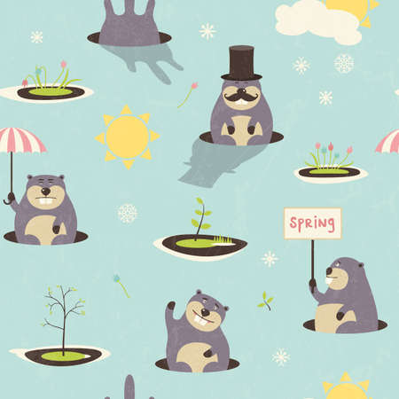 Seamless pattern for Grounghog Day. のイラスト素材