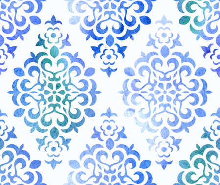 Watercolor seamless floral ornament. Vector EPS 10 background.のイラスト素材