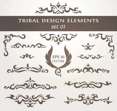 Set of elements in tribal style. のイラスト素材