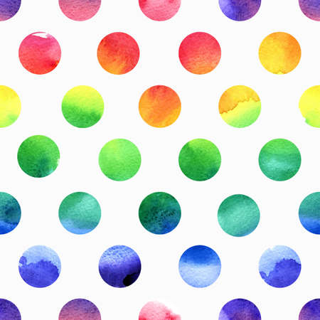 Rainbow watercolor seamless dots pattern. のイラスト素材