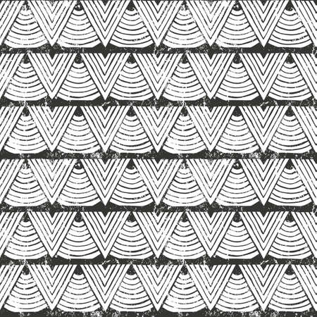 Seamless tribal pattern. Hand-drawn abstract background with grunge texture. EPS10 vector illustration.のイラスト素材