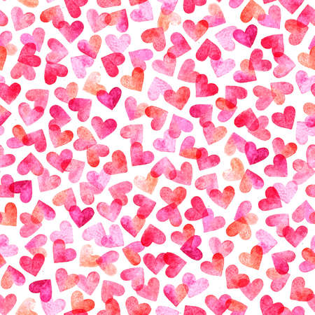 Seamless pattern with watercolor hearts. の写真素材