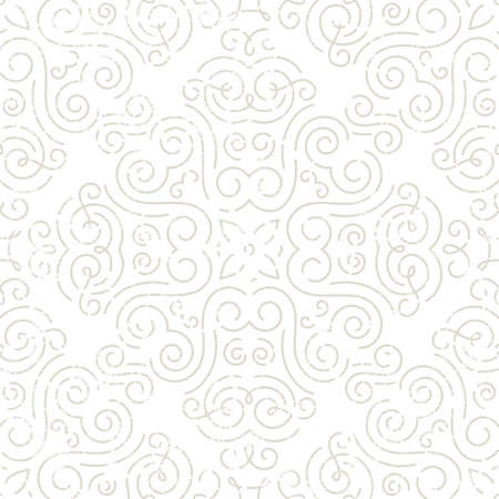 Silver vintage seamless wallpaper. Line art pattern with grunge texture. EPS10 vector illustration.