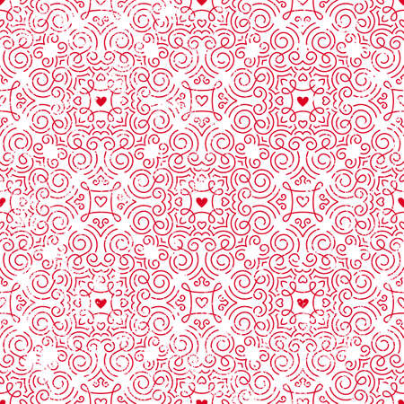 Seamless pattern with hearts in red.のイラスト素材