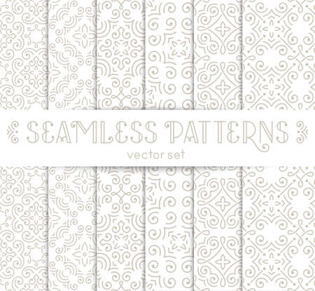 Set of seamless vintage wallpapers with swirls.のイラスト素材