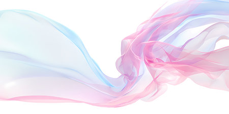 A pink and blue abstract background featuring flowing silk.の素材