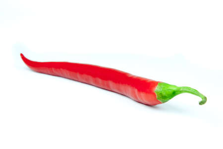 Red hot chili pepper on a white backgroundの写真素材
