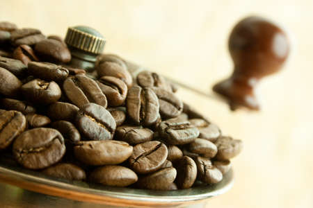 Coffee grinder with coffee beansの写真素材