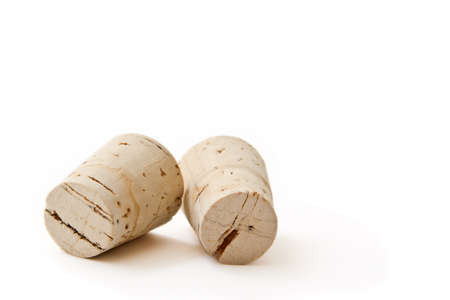 Wine cork on white backgroundの写真素材