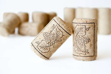 Wine cork on white backgroundの写真素材