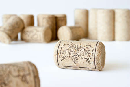 Wine cork on white backgroundの写真素材