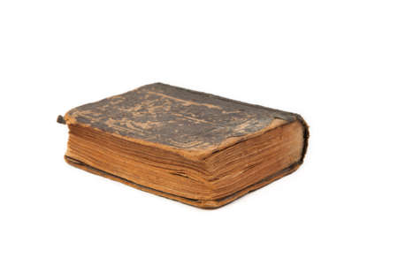 Antique old book isolated on white backgroundの写真素材