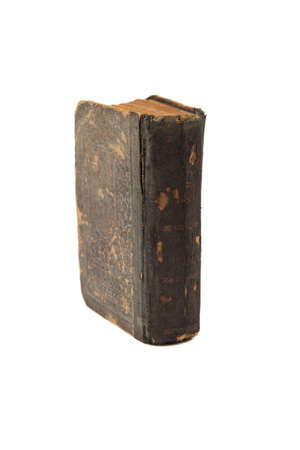 Antique old book isolated on white backgroundの写真素材