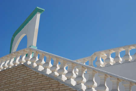 White rails on a background blue skyの写真素材