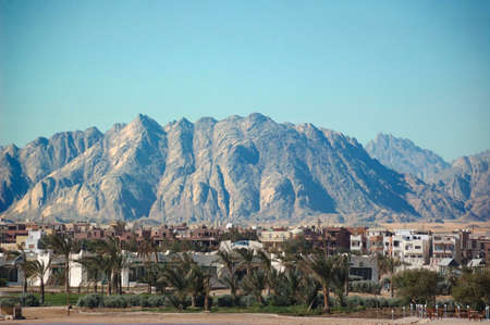 Cottages at the foot of mountain, Khurgada, Egypt, Africa