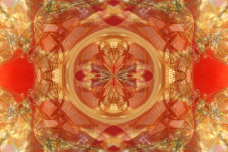 A red toned kaleidoscope pattern with intricate detail.の写真素材