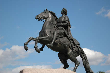 equestrian monument Peter  in Saint Petersburg, Russiaの写真素材