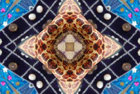 Ornate layers of shapes, kaleidoscopic design - fractal abstract backgroundの写真素材