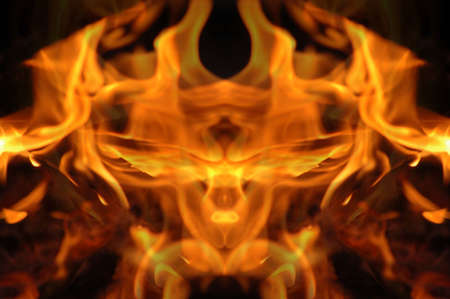 Abstract hot fire peacock feather on dark background