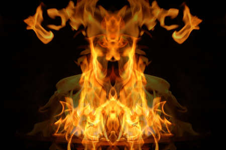 Abstract hot fire peacock feather on dark background
