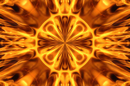 Abstract hot fire peacock feather on dark background