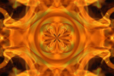 Abstract hot fire peacock feather on dark background