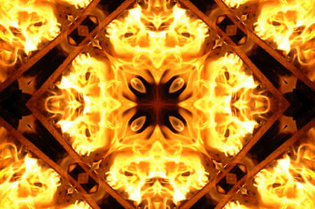 Abstract hot fire peacock feather on dark background