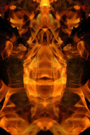 Abstract hot fire peacock feather on dark background