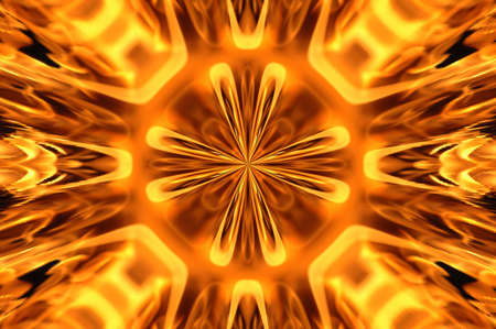 Abstract hot fire peacock feather on dark background