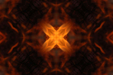 Abstract hot fire peacock feather on dark backgroundの写真素材