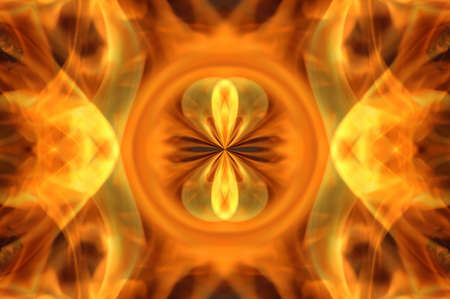 Abstract hot fire peacock feather on dark background