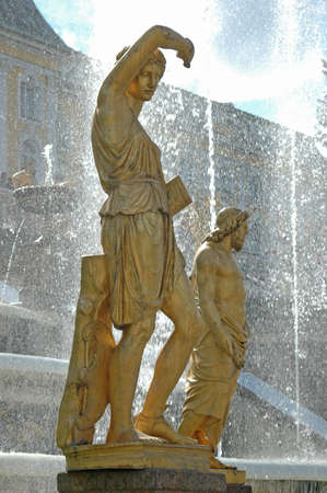 Ensemble of Grand Cascade in Petrodvorets (Peterhof) St. Petersburg, Russiaの写真素材