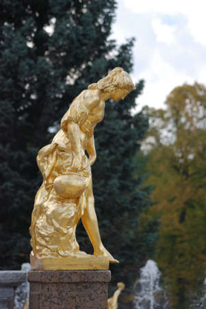 Ensemble of Grand Cascade in Petrodvorets (Peterhof) St. Petersburg, Russiaの写真素材