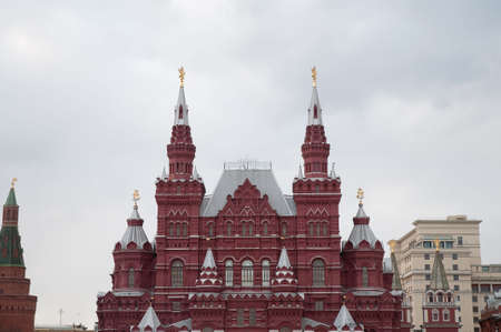 History Museum and Kremlin's tower at Red Suare in Moscow, Russiaの写真素材
