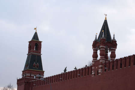 Tower of the Kremlin and the Kremlin wall (Moscow, Russia)の写真素材