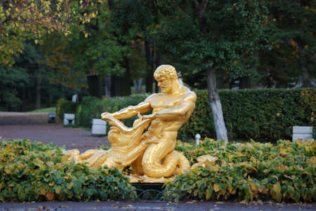 Ensemble of Grand Cascade in Petrodvorets (Peterhof) St. Petersburg, Russiaの写真素材