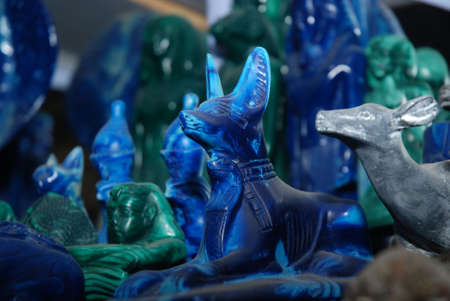 Egyptian souvenir statuettes from a blue stoneの写真素材
