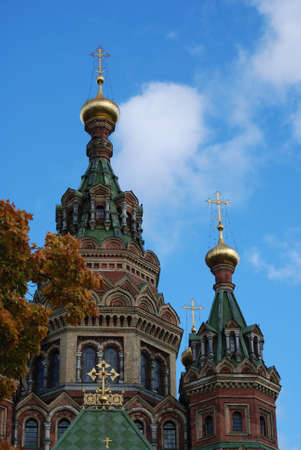 St. Peter and Paul's church in the Russian city of Peterhof near St. Petersburg.の写真素材