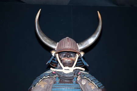 Historic samurai armor on blackの写真素材