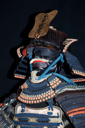 Historic samurai armor on blackの写真素材