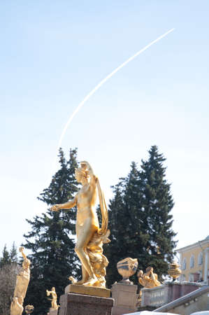 Ensemble of Grand Cascade in Petrodvorets (Peterhof) St. Petersburg, Russiaの写真素材