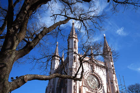 Gothic chapel in park of Petergofの写真素材
