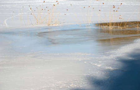 ice on a lake early in springの写真素材
