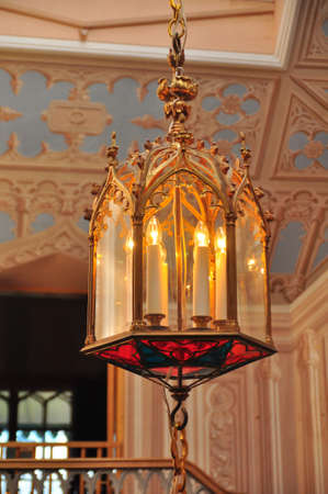 an age-old chandelier is in a gothicの写真素材