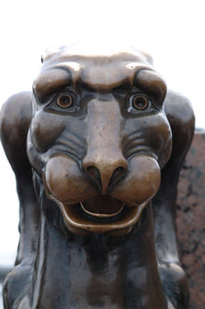 Bronze griffin on landing stage of Universitetskaya Embankmentの写真素材