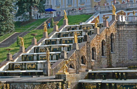 Ensemble of Grand Cascade in Petrodvorets (Peterhof) St. Petersburg, Russiaの写真素材