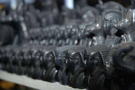 stone statuettes of gods and pharaohs of ancient Egyptの写真素材